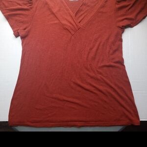Women's Rust V-Neck Top